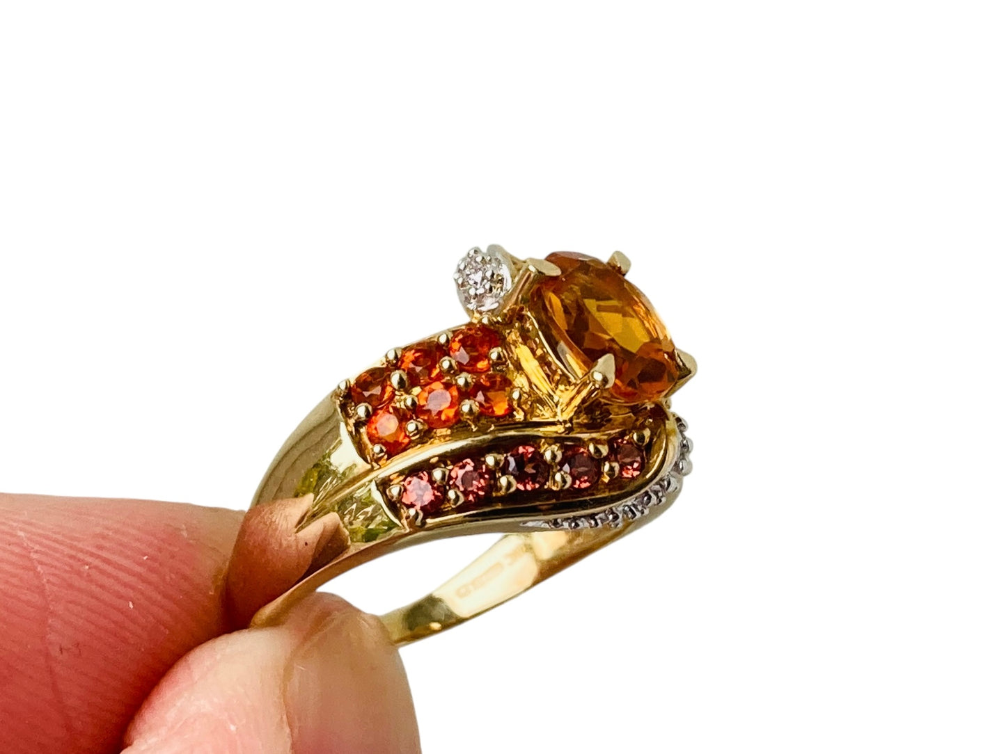 9ct Gold Citrine & Diamond Ring