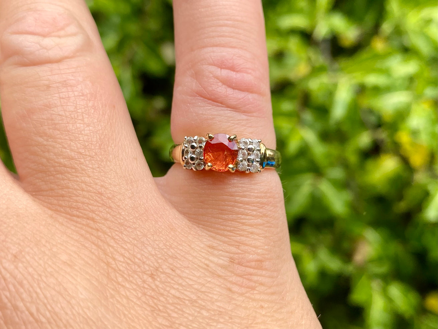 9ct Gold Orange & White Sapphire Ring