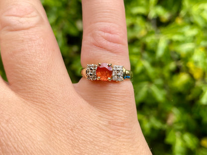 9ct Gold Orange & White Sapphire Ring