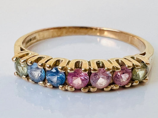 9ct Gold Multi-Coloured Sapphire Ring