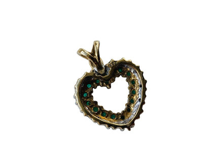 9ct Gold Emerald & Diamond Heart Pendant