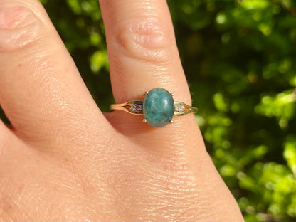 9ct Gold Grandiderite & Zircon Ring