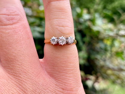 Vintage 18ct Gold Three-Stone Diamond Ring