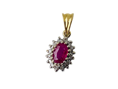 18ct Gold Ruby & Diamond Pendant