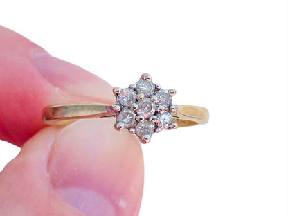 9ct Gold 0.25ct Diamond Daisy Ring