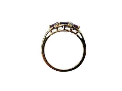 9ct Gold Purple Spinel & Zircon Ring