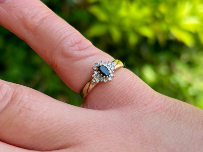 Vintage 9ct Gold Sapphire & Diamond Ring