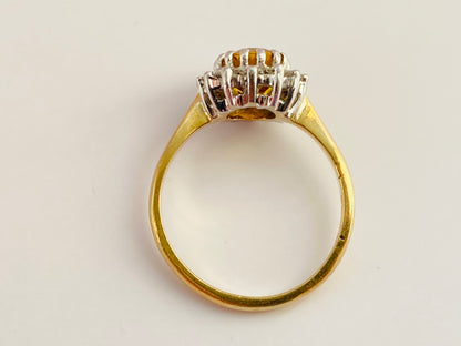 Vintage 18ct Gold Citrine & Diamond Ring