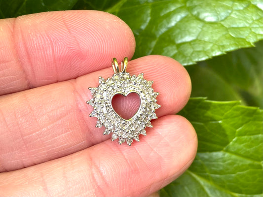 9ct Gold Diamond Heart Pendant