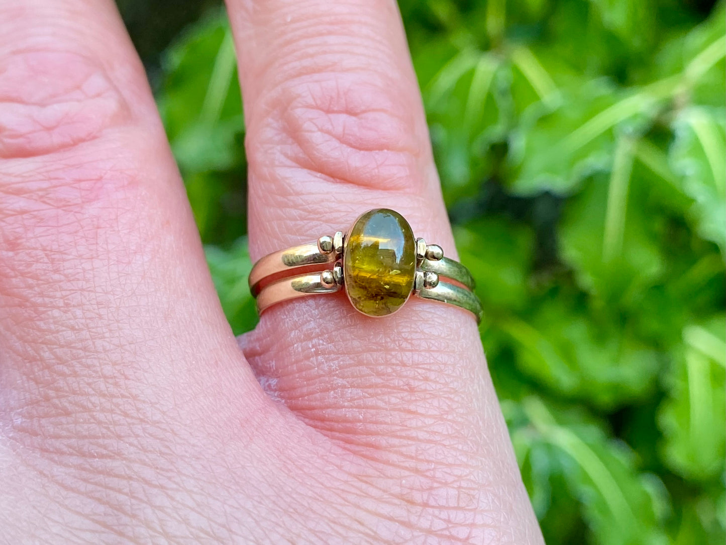 14ct Gold Amber & Larimar Night & Day Flip Ring