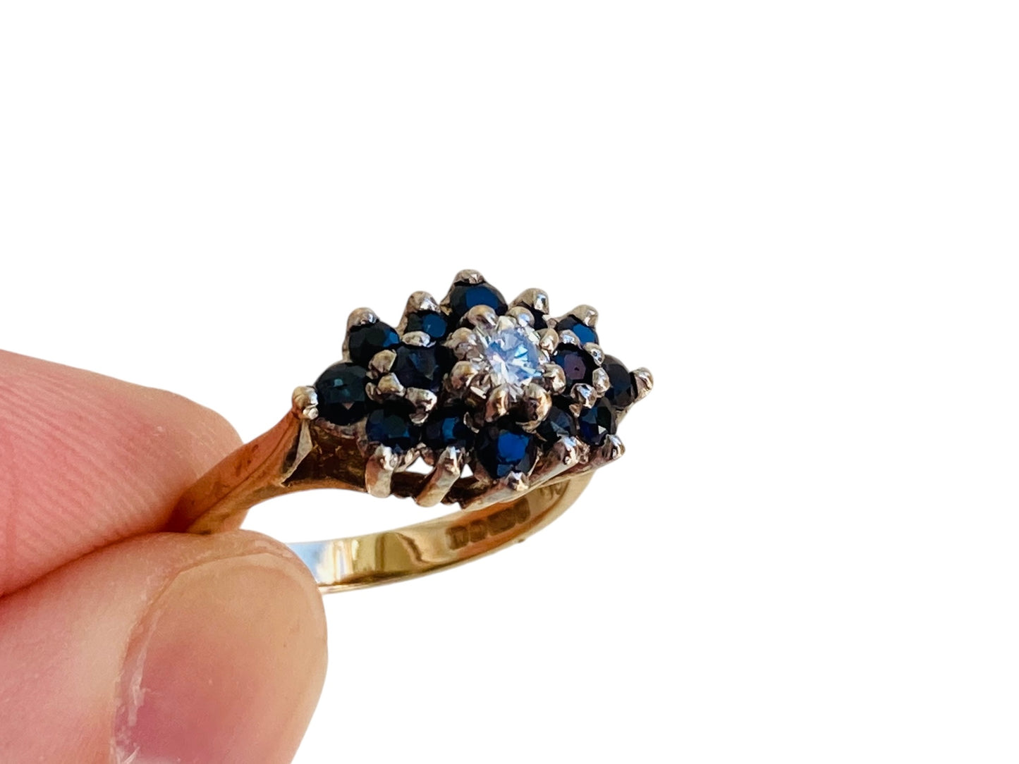 Vintage 9ct Gold Sapphire & Diamond Ring