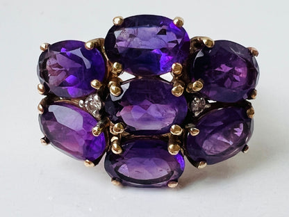 9ct Gold Amethyst & Diamond Ring