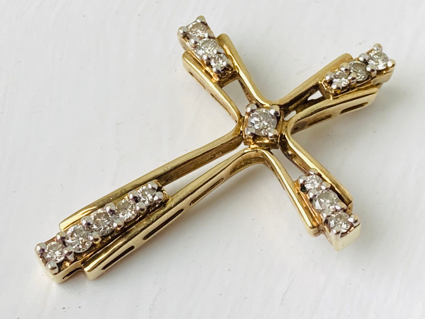 9ct Gold Diamond Cross Pendant