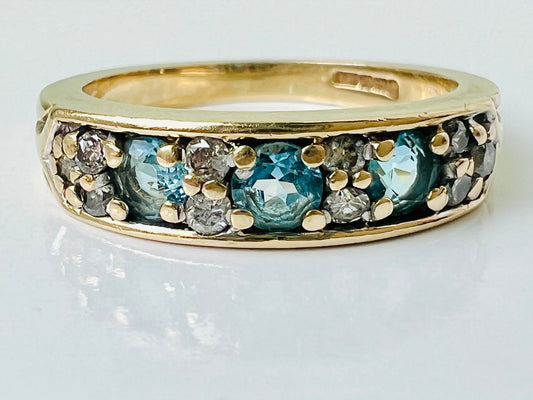 9ct Gold Topaz & Diamond Ring