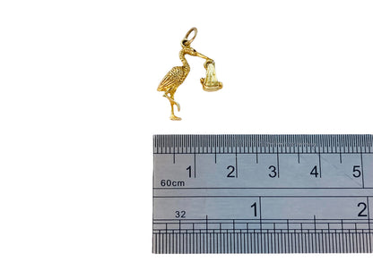 Vintage 9ct Gold Stork & Baby Pendant or Charm