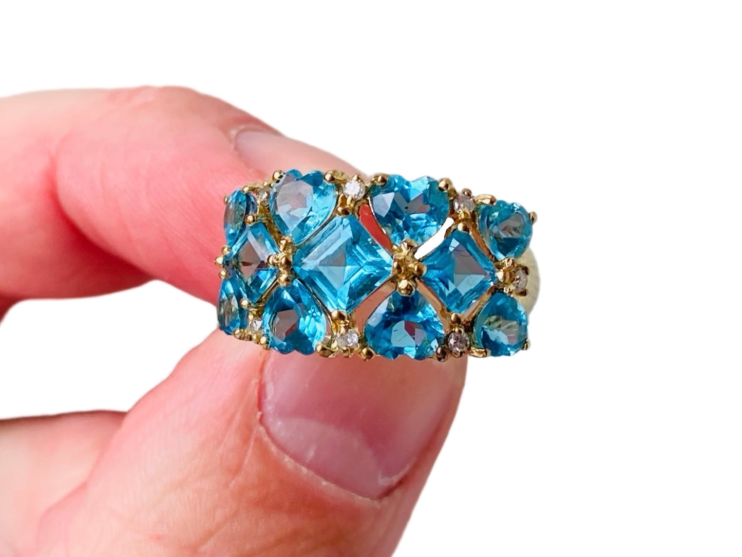 9ct Gold Topaz & Diamond Ring