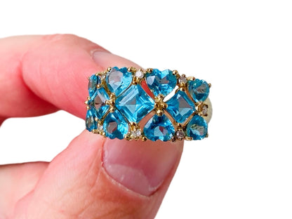 9ct Gold Topaz & Diamond Ring