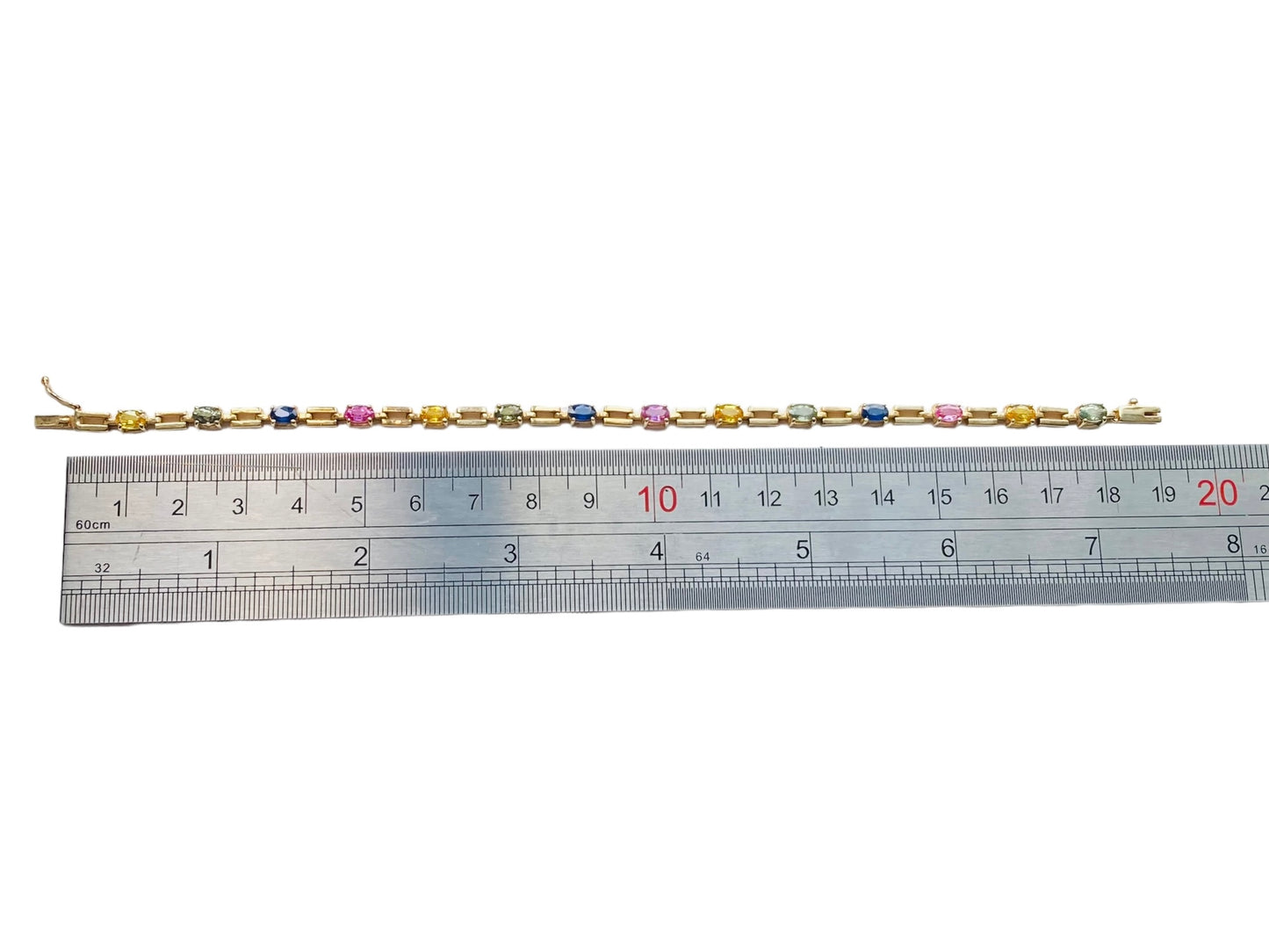 9ct Gold Multi Coloured Sapphire Bracelet