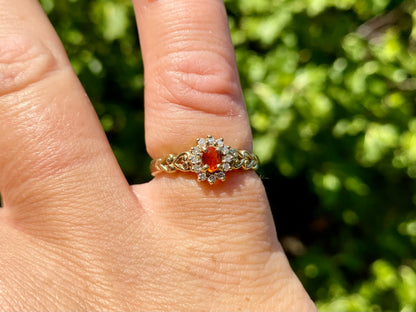 9ct Gold Citrine & Diamond Ring