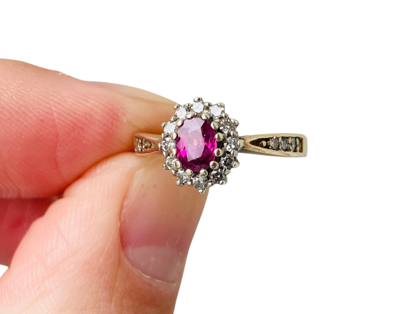 Vintage 9ct Gold Ruby & Diamond Ring