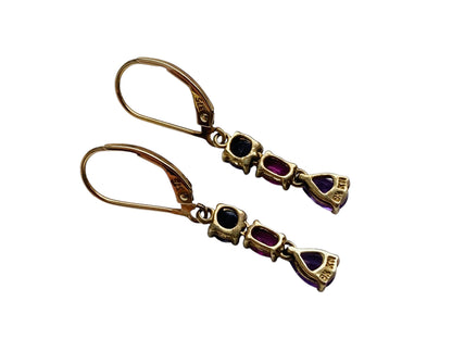 9ct Gold Amethyst, Garnet & Iolite Earrings