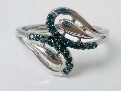 9ct Gold Blue Diamond Ring