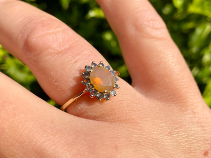 9ct Gold Opal & Green Sapphire ring