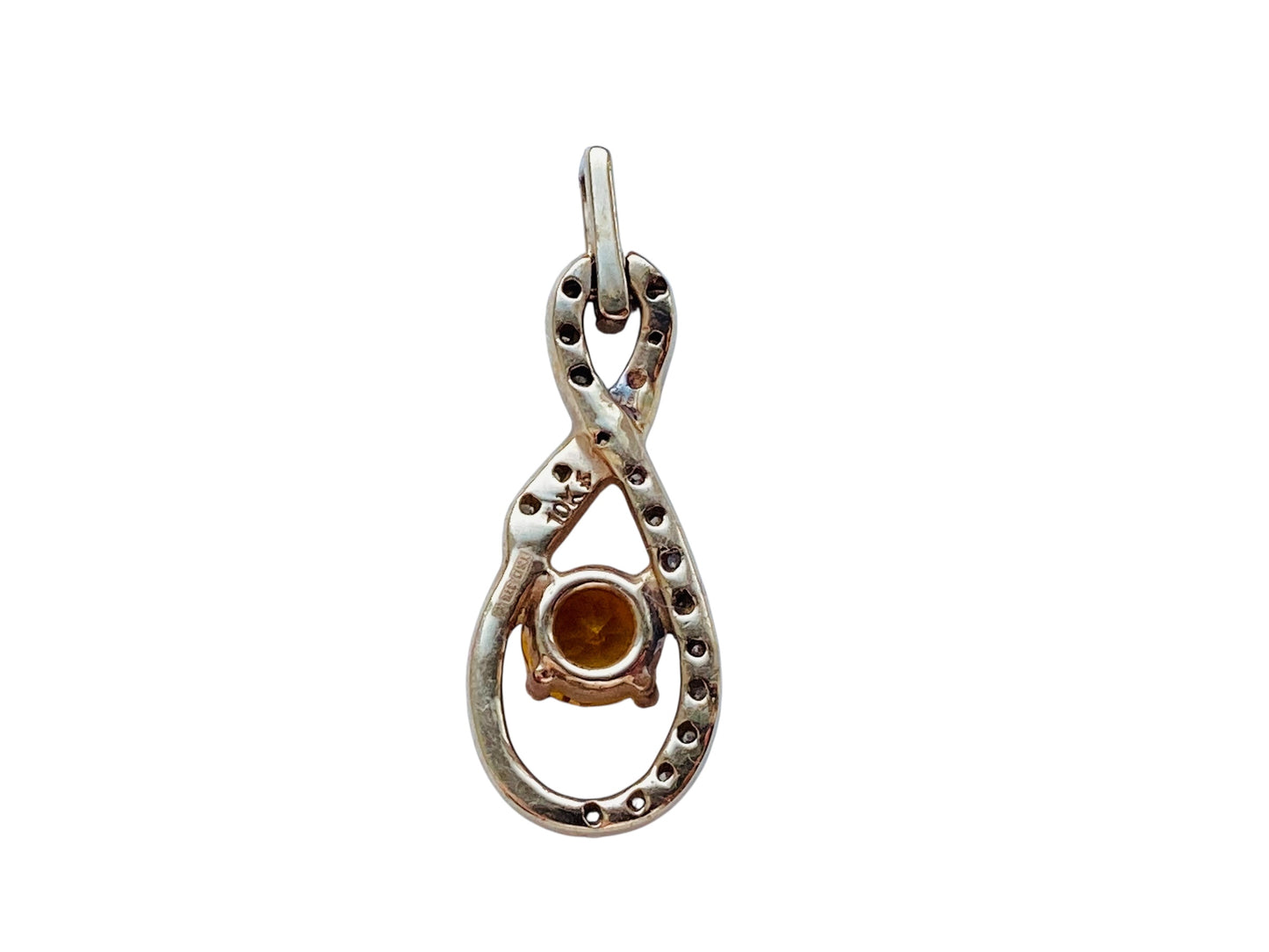 9ct Gold Citrine & Diamond Pendant