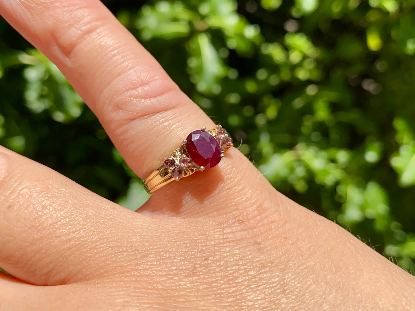 9ct Gold Ruby & Pink Tourmaline Ring