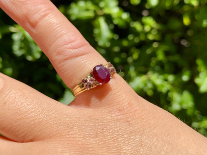 9ct Gold Ruby & Pink Tourmaline Ring