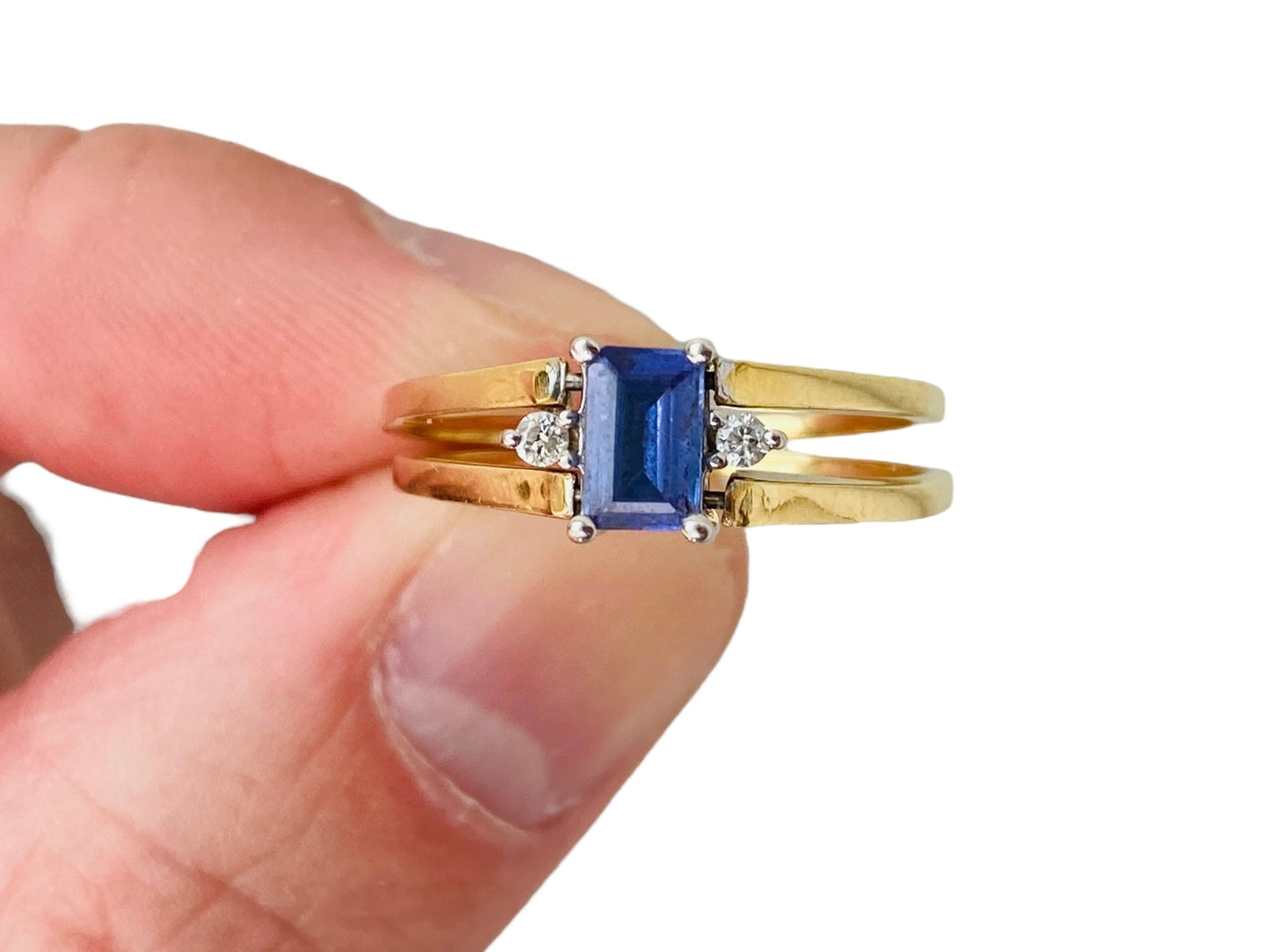 Vintage 18ct Gold Sapphire & Tanzanite Flip Ring