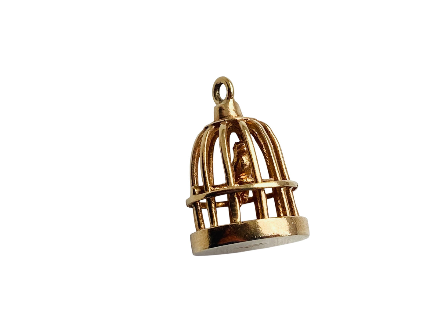 Vintage 9ct Gold Bird In Cage Pendant