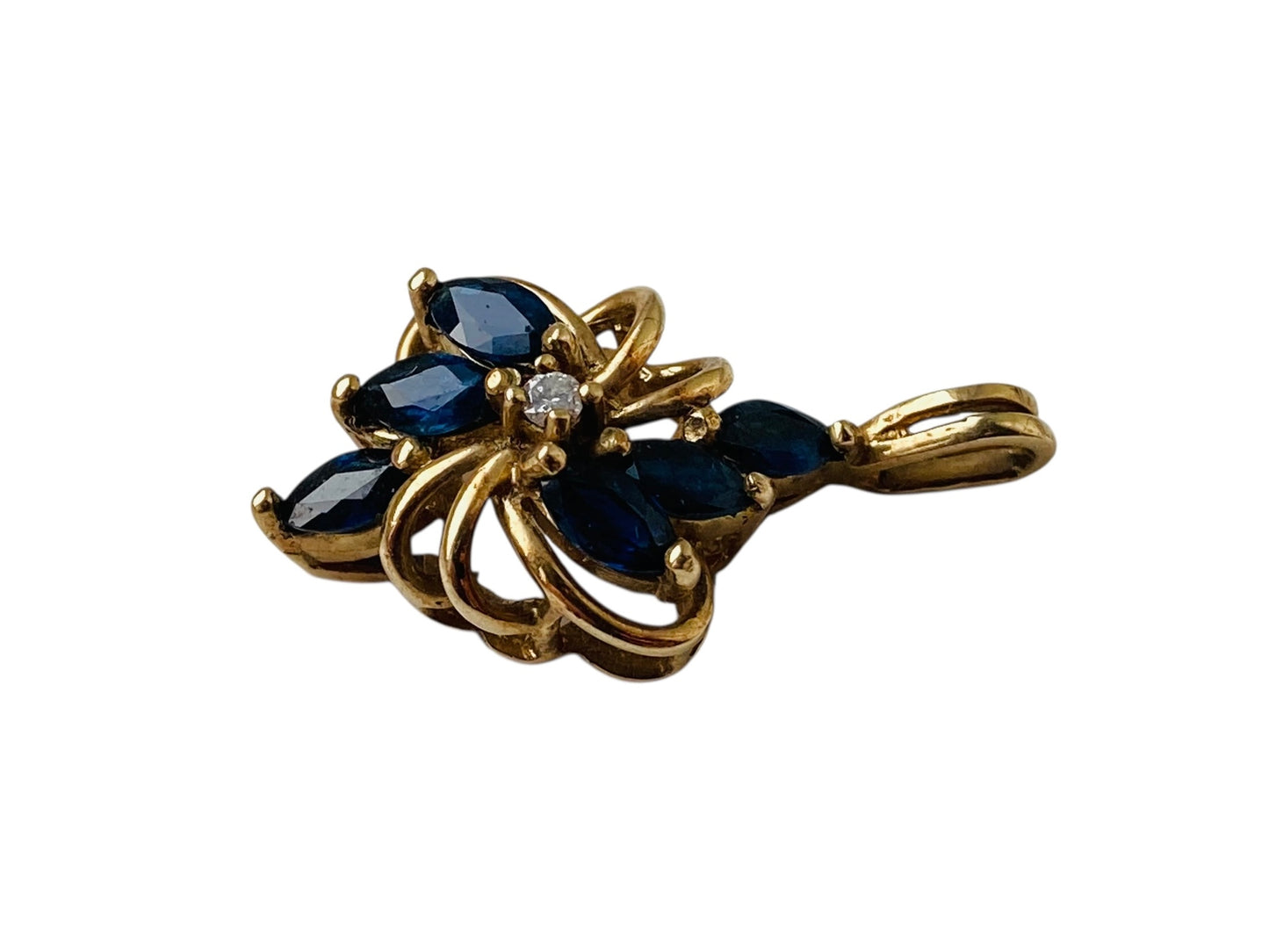 9ct Gold Sapphire & Diamond Pendant