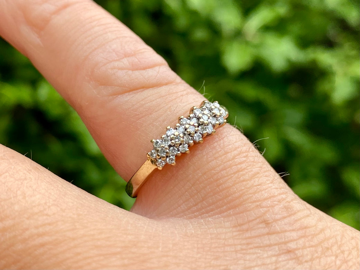 Vintage 9ct Gold Diamond Cluster Ring