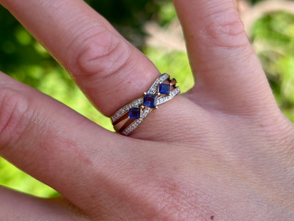 9ct Gold Iolite & Diamond Ring