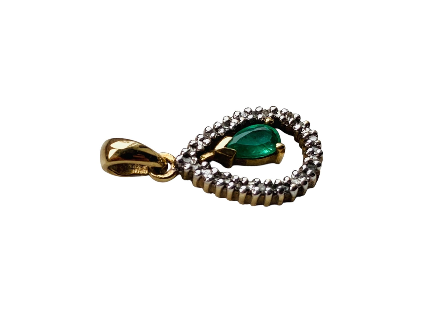 9ct Gold Emerald & Diamond Pendant