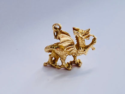 9ct Gold Welsh Dragon Charm or Pendant