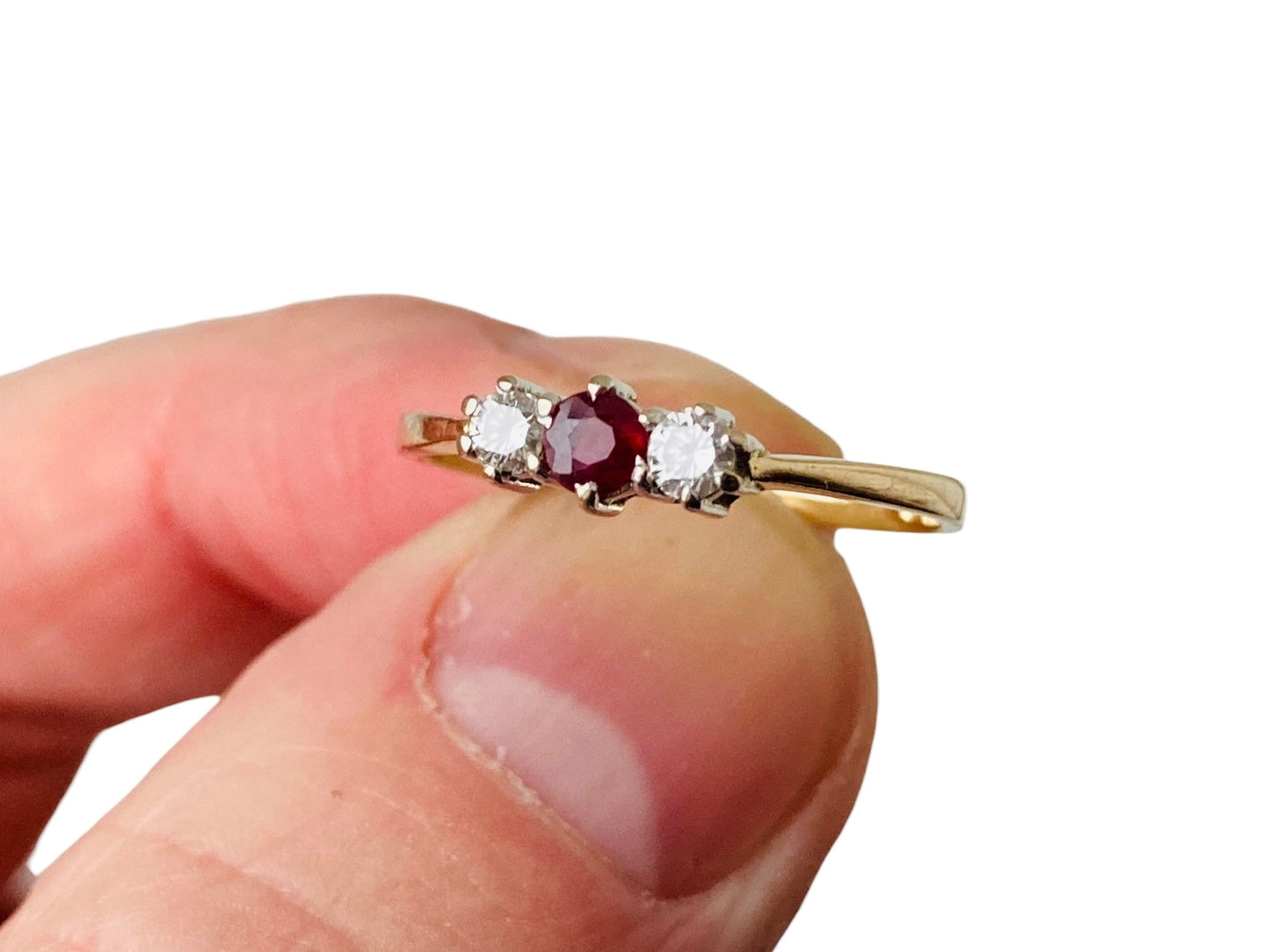 Vintage 9ct Gold Ruby & Diamond Ring