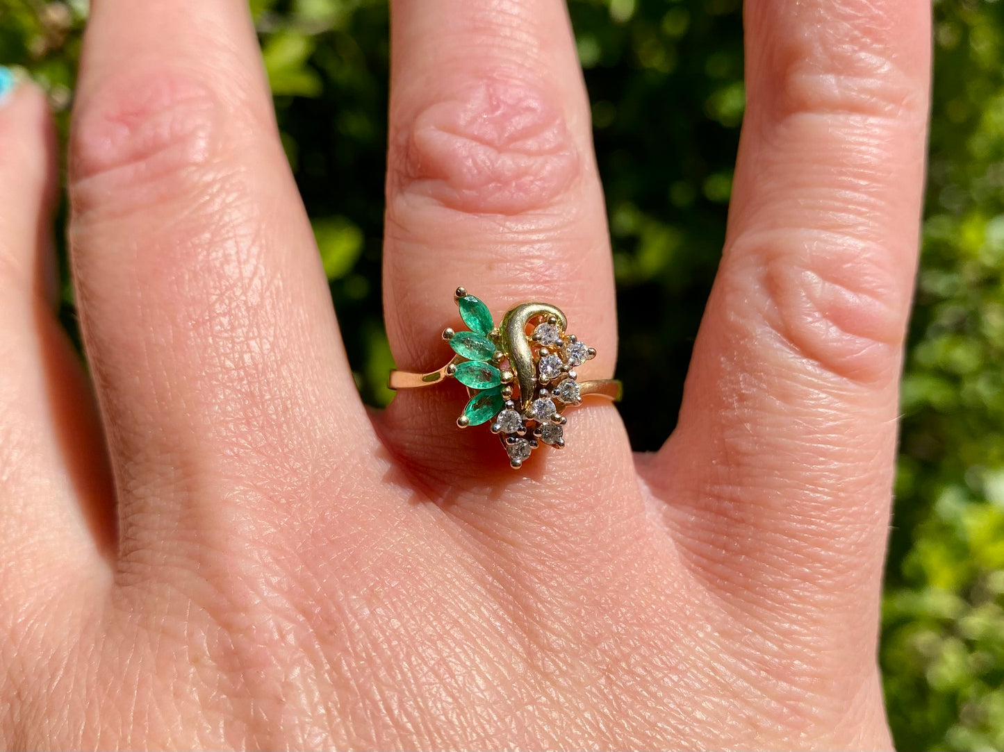 14ct Gold Emerald & Diamond Ring