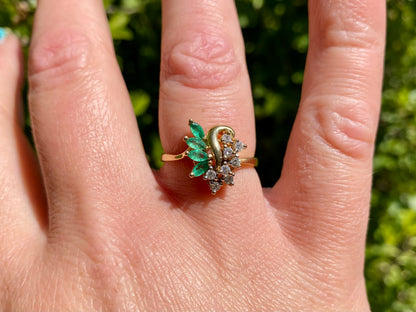 14ct Gold Emerald & Diamond Ring