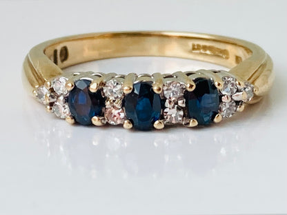 9ct Gold Sapphire & Diamond Ring