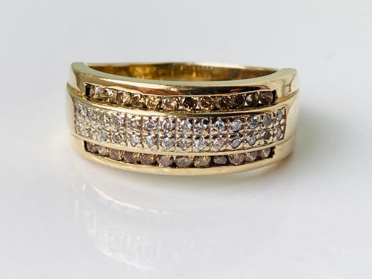 9ct Gold White & Champagne Diamond Ring