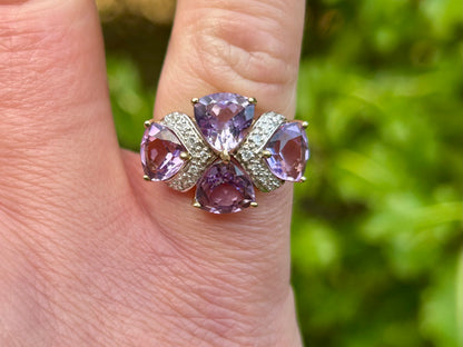9ct Gold Amethyst & Diamond Ring