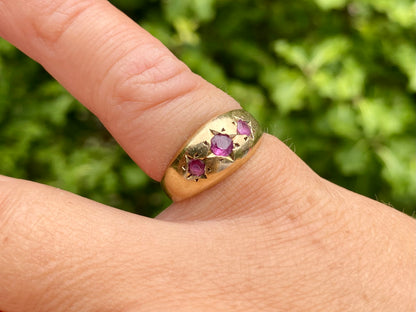 Vintage 9ct Gold Ruby Starburst Ring