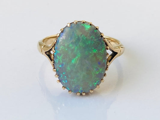 Antique 9ct Gold Opal Doublet Ring