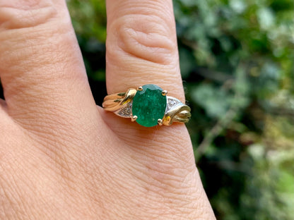 14ct Gold Emerald & Diamond Ring
