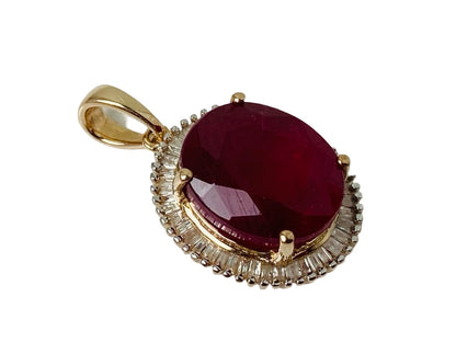 9ct Gold Ruby & Diamond Pendant