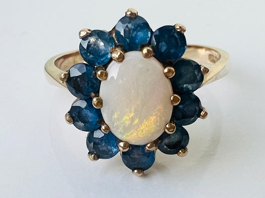 9ct Gold Opal & Sapphire Ring