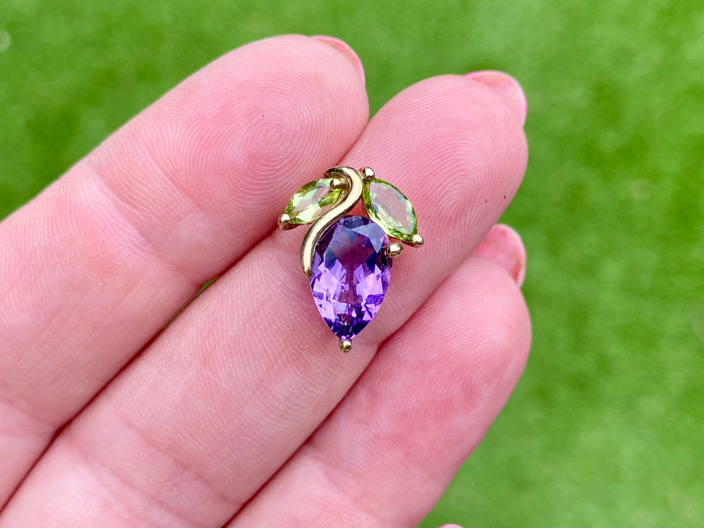 9ct Gold Amethyst & Peridot Pendant