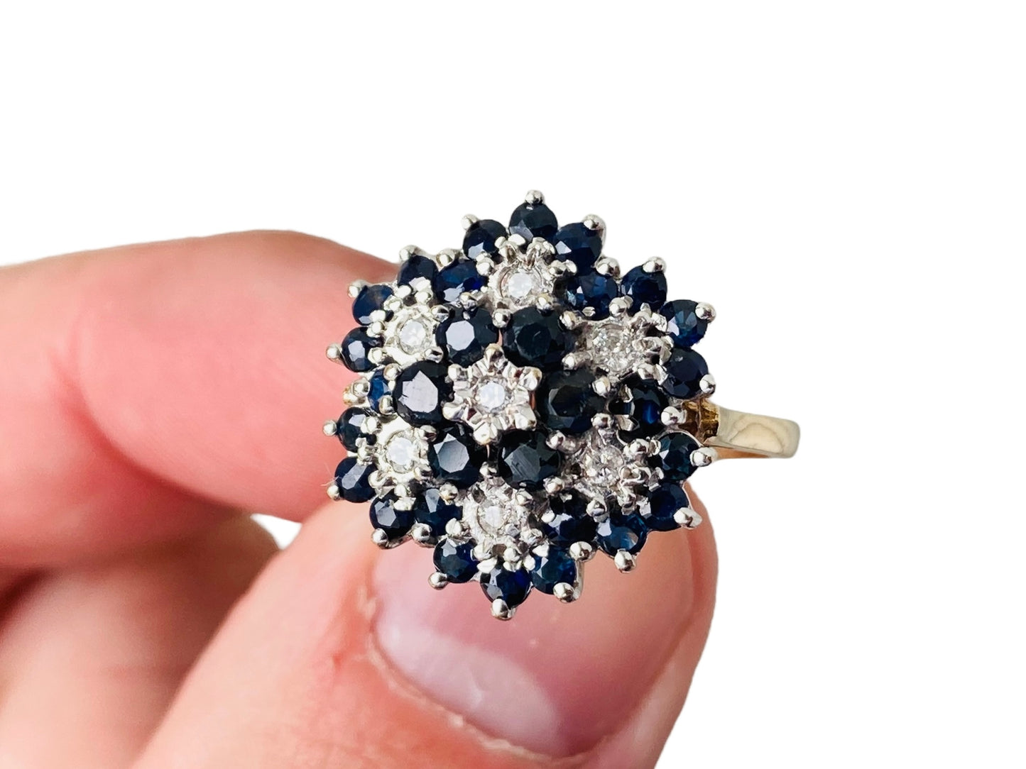 Vintage 9ct Gold Sapphire & Diamond Ring